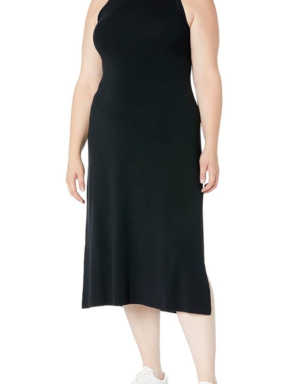 Black Midi Dress with Side Slit